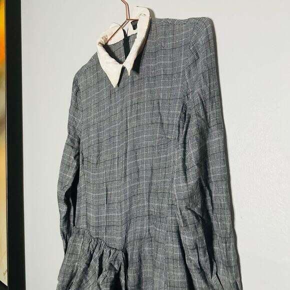 PETERSYN Womens Grey Plaid Collared Long Sleeve Ruffle Mini Dress Size XL - Picture 12 of 14